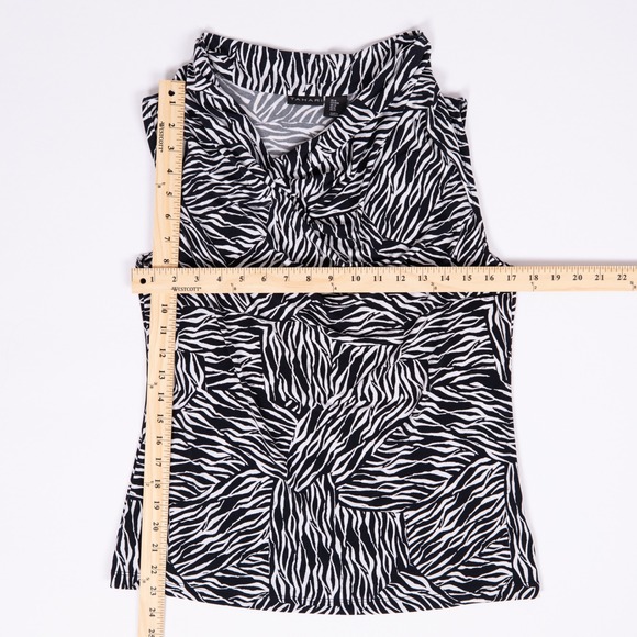 Tahari Zebra Print Sleeveless Cowl Neck Blouse Top - Size M - Picture 12 of 12